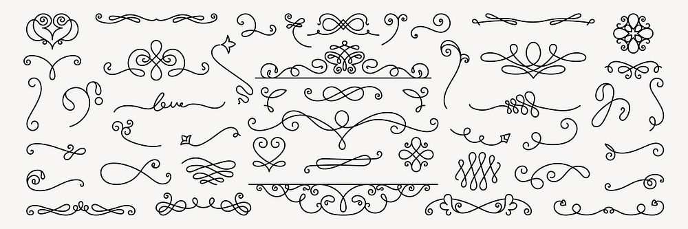 Vector set. Elegant decorative flourishes and swirls in various styles. Swirls and flourishes for design. Perfect for adding…