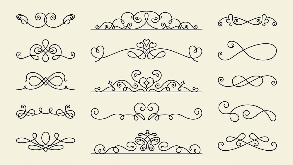 Vector set. Elegant black swirl designs, ornate and decorative. Swirl patterns for decorative use, ornate and intricate.…