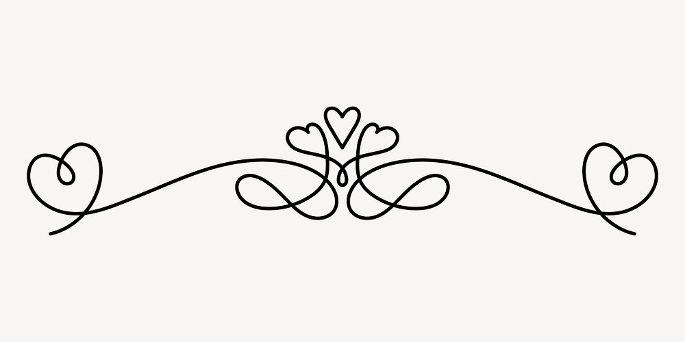 Elegant heart-themed decorative divider, hand drawn vector