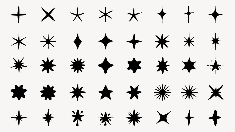 Collection black star shapes featuring premium vector illustration