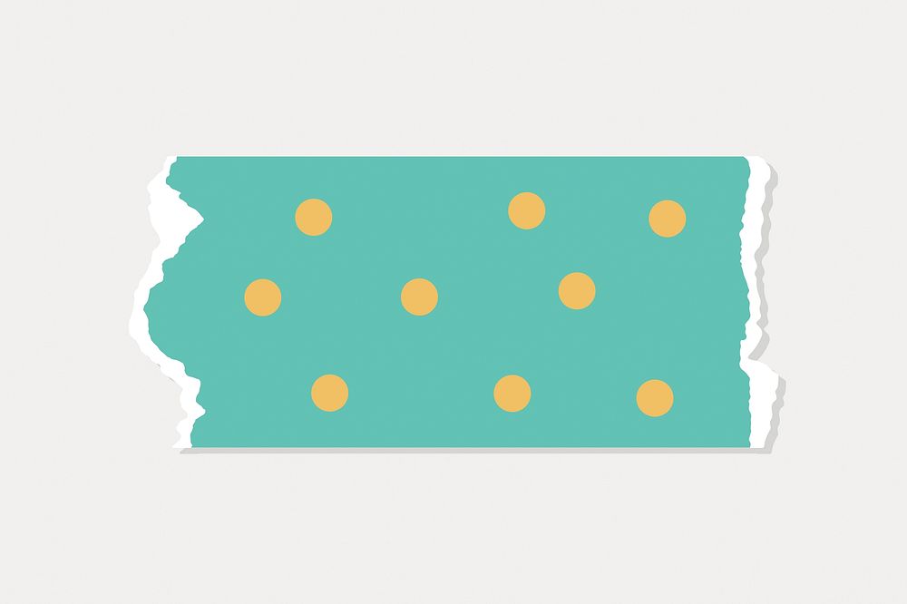 Torn teal tape with dots element