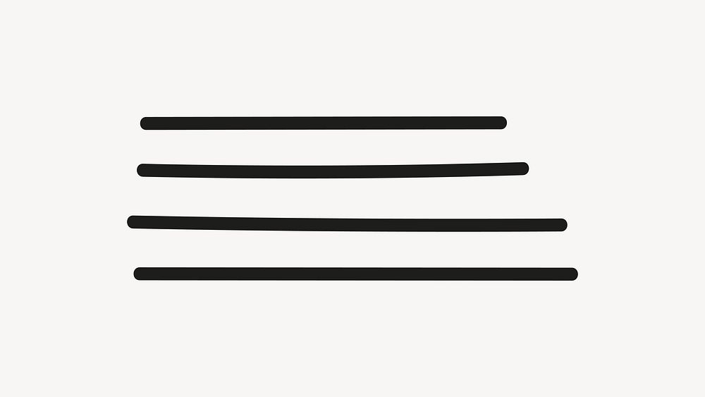 Minimalist design with four black horizontal lines on white, element vector