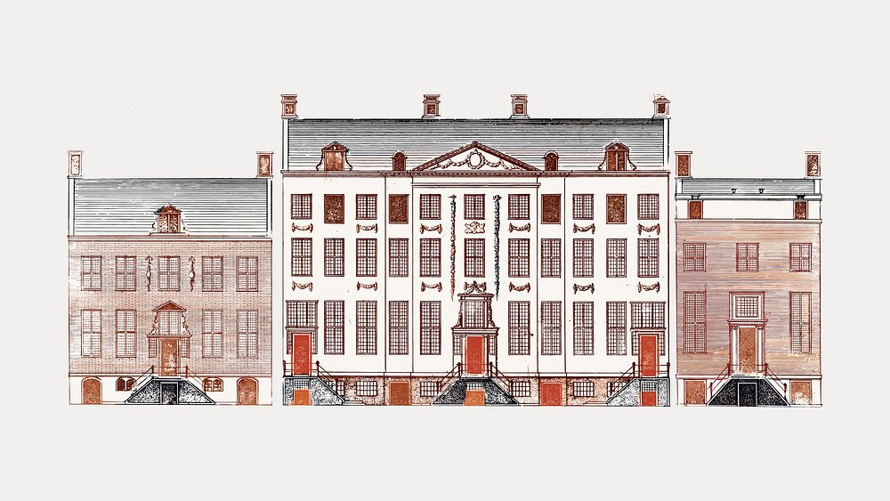  European old building sticker hand drawn illustration vector. Remixed by rawpixel.