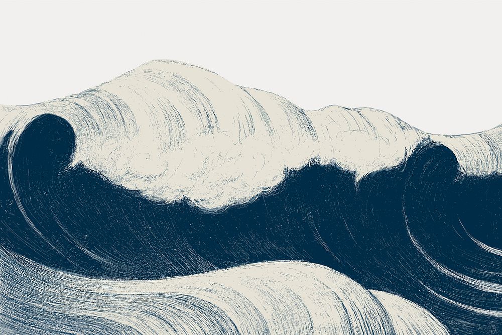 Vintage ocean wave, nature border illustration by C. R. W. Nevinson vector. Remixed by rawpixel.