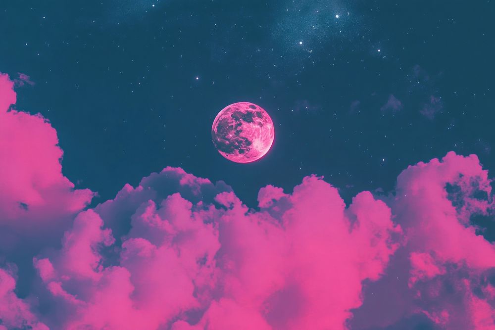 Lofi moon sky background night pink atmosphere.