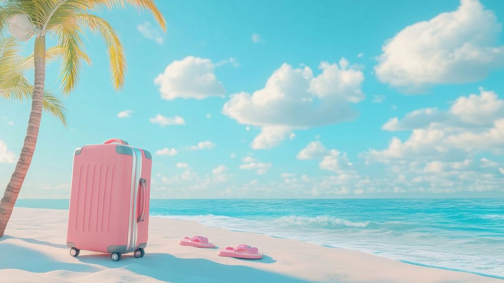 Summer vacation concept suitcase tropical summer.