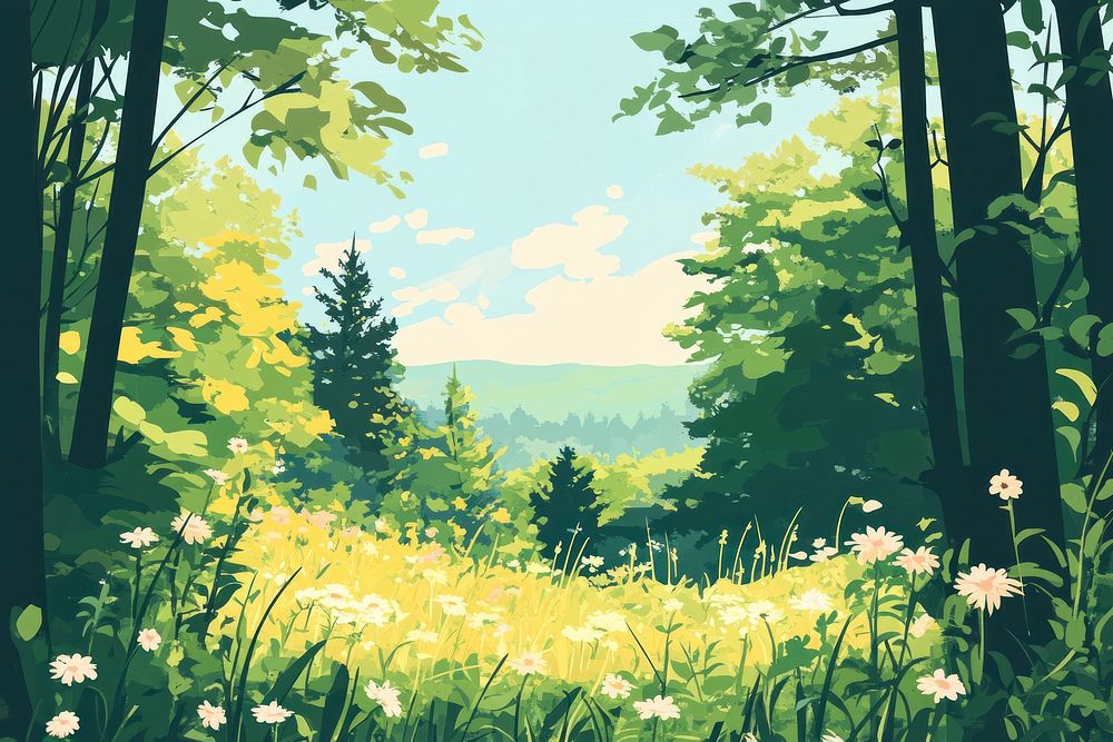 Forest background illustration landscape scenery.