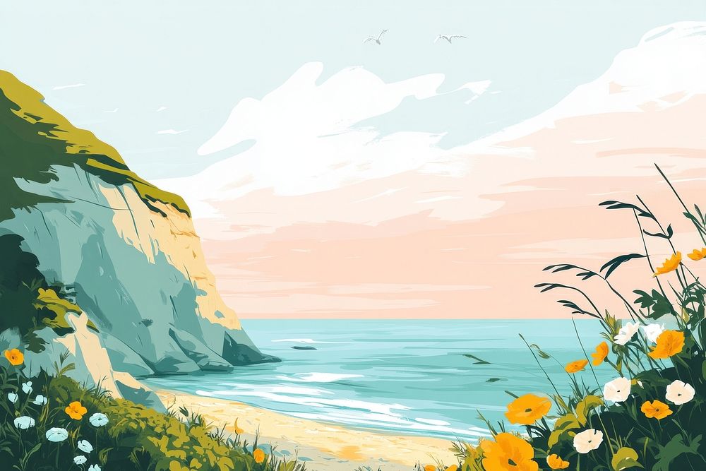 Beach and cliff background cliffs illustration landscape vector