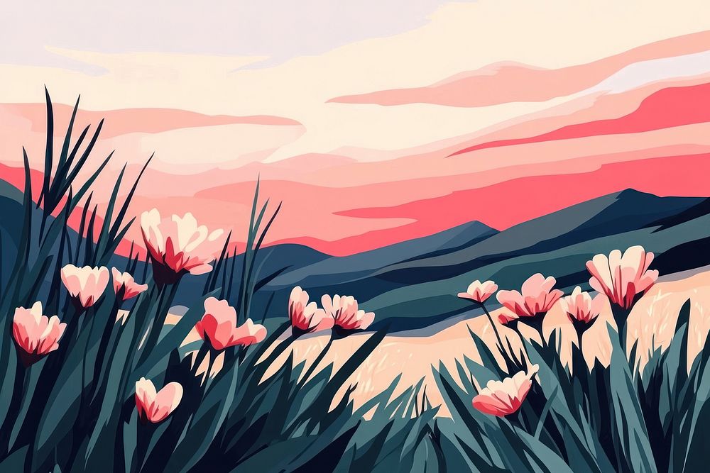 Grass meadow background illustration painting nature.