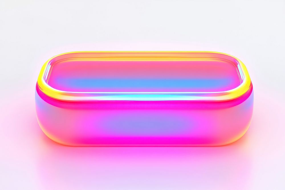 Rounded Rectangle shape neon glow illustration.