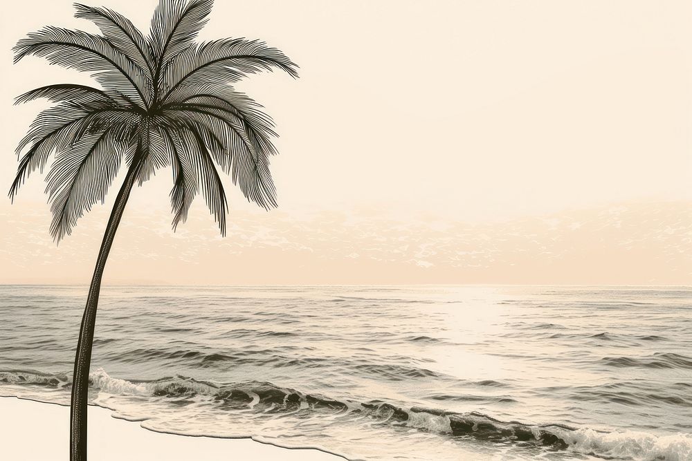 Beach water background tree illustration tropical.