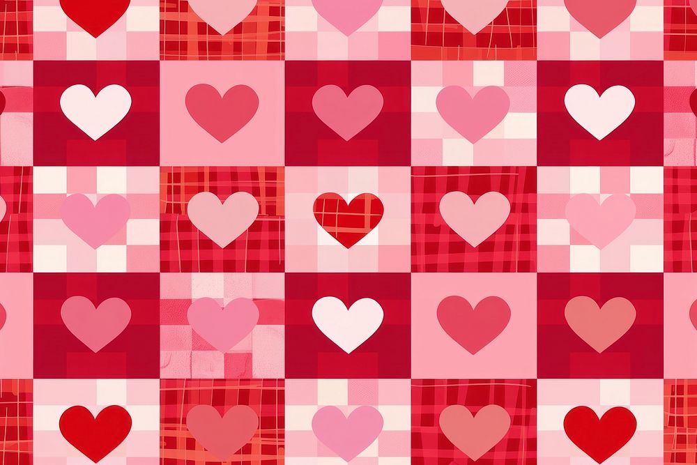 Red and pink heart pattern background valentine geometric vector