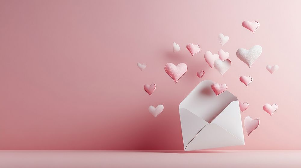 Open envelope valentine's background floating.