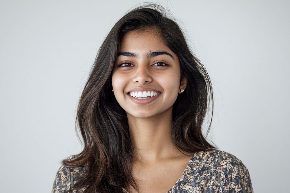 Young asian indian woman portrait smiling.