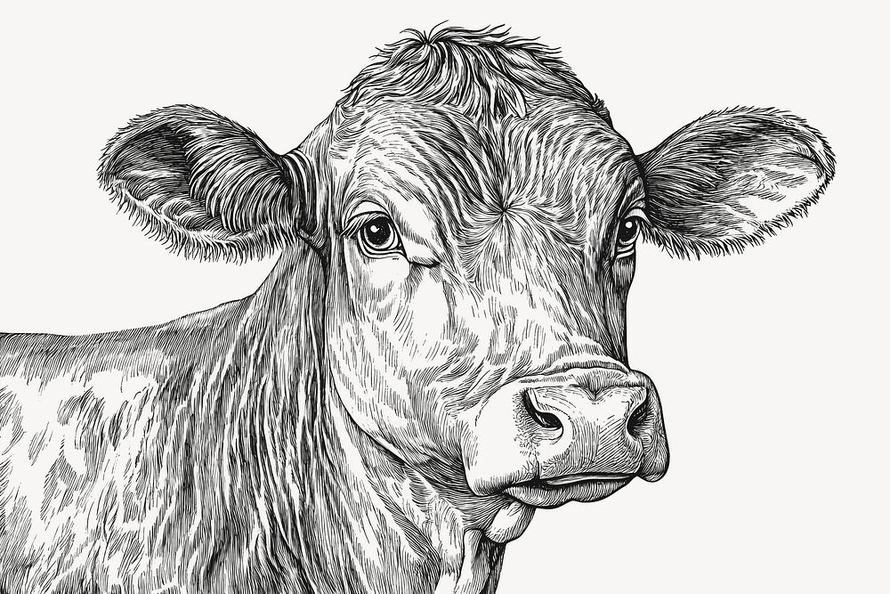 Cow art drawing animal vector