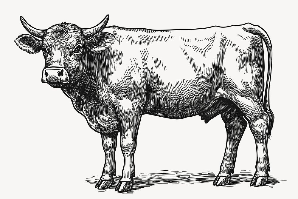 Cow livestock animal black vector