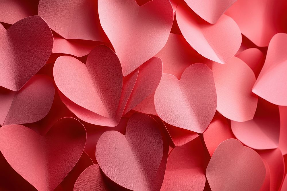 Red paper hearts background love valentine's decoration.