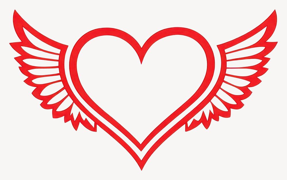 The heart has wings symbol design red vector