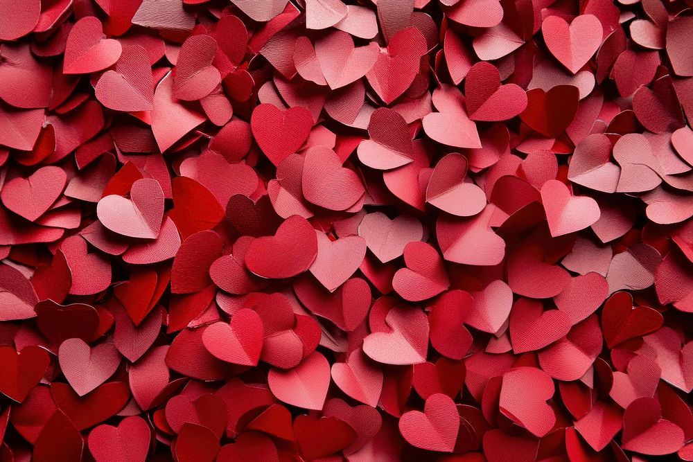 Background with red paper hearts love valentine's romantic.