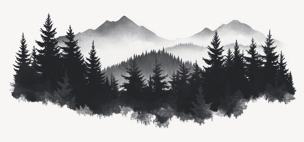 Mountain and forest nature trees pine vector