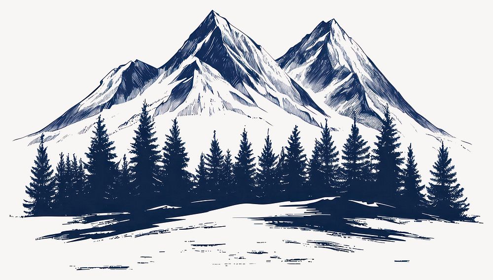 Landscape with mountains illustration nature forest vector