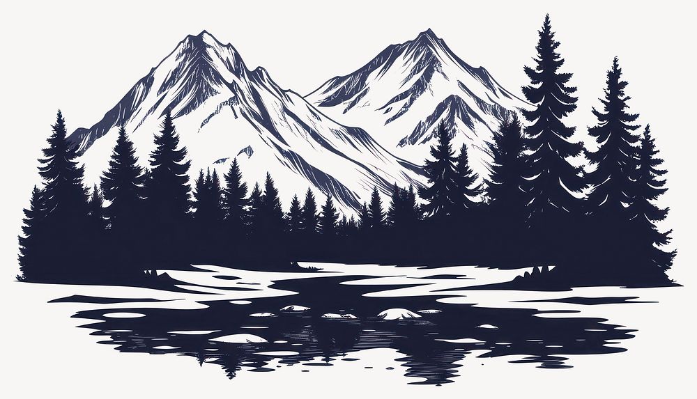 Landscape with mountains illustration nature forest vector