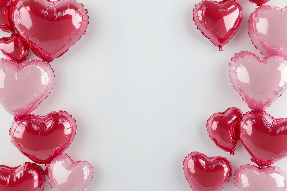 Red and pink heart-shaped balloons valentine's celebration day.