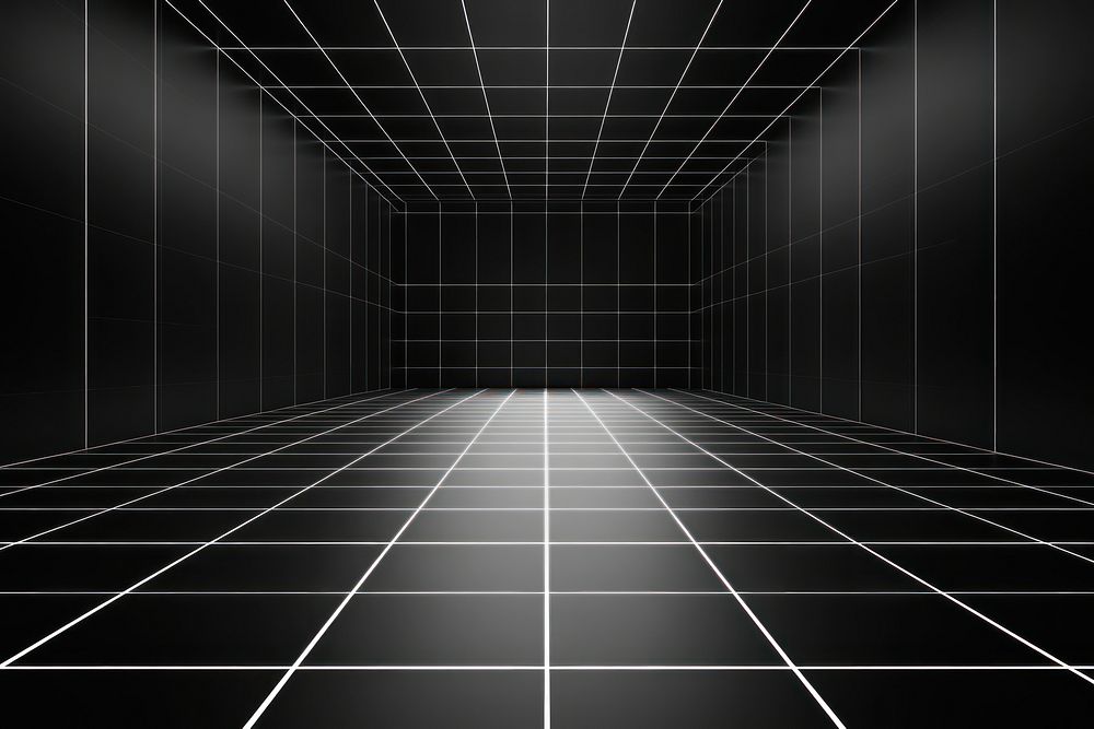 Black grid with white lines futuristic background digital.