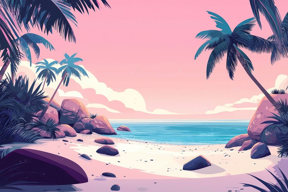 Beach beach sky illustration.