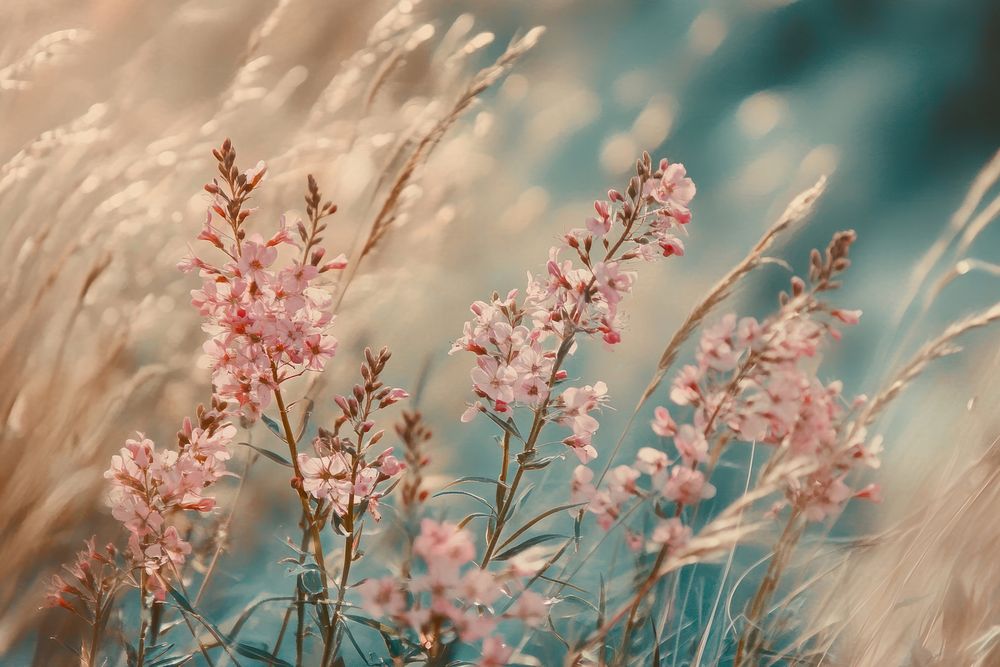 Colorful wildflowers nature outdoors spring.