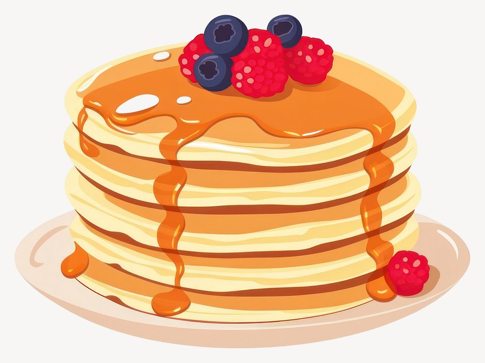 Pancakes illustration dessert berries vector