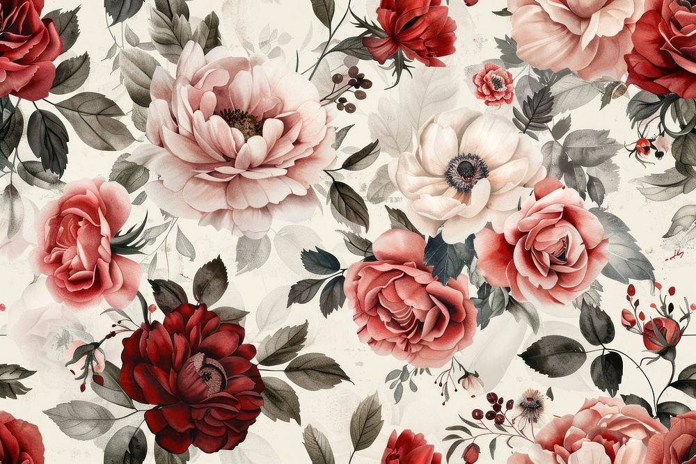 Pattern rose art flower. | Free Photo Illustration - rawpixel