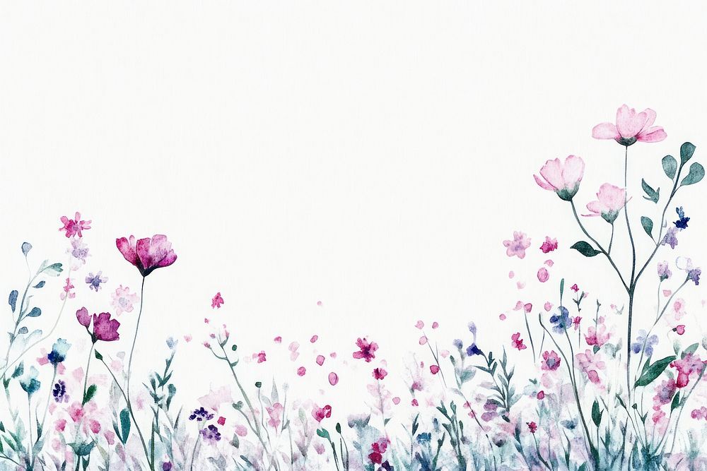 Simple Watercolor wildflowers watercolor blossoms nature.