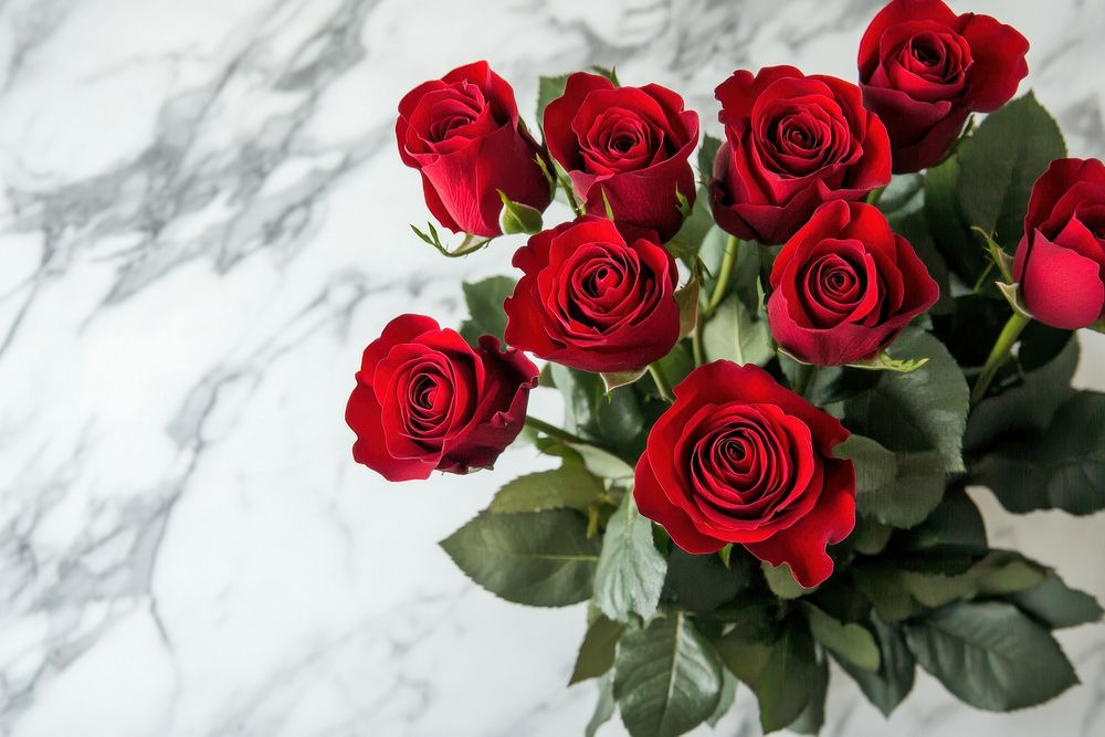 Red roses flowers background arrangement.