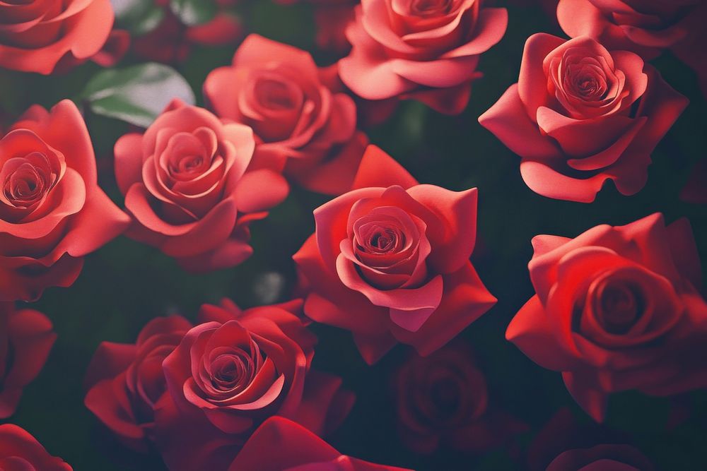 Red roses petals arrangement flower.