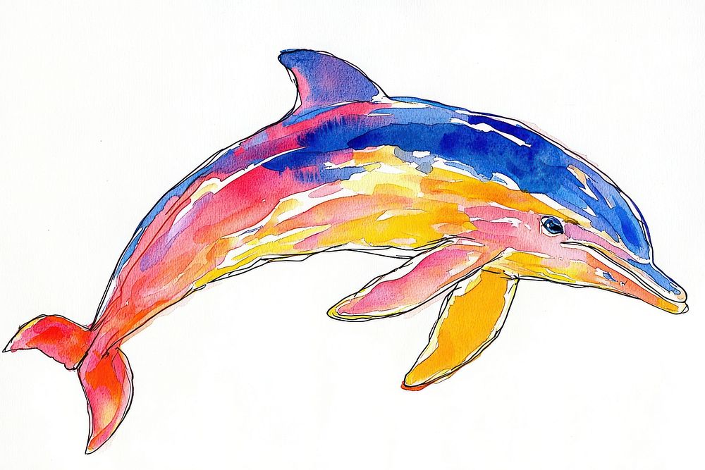 Dolphin dolphin watercolor animal.