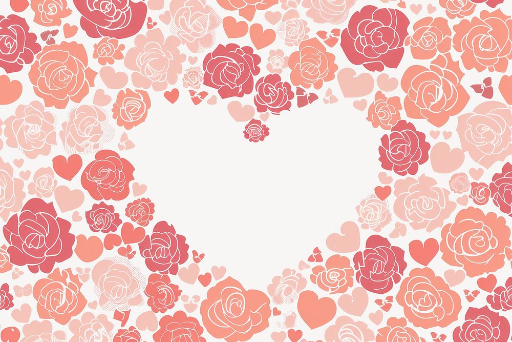 Roses pattern background hearts vector