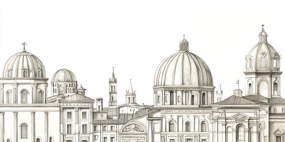 Renaissance architecture drawing buildings dome.