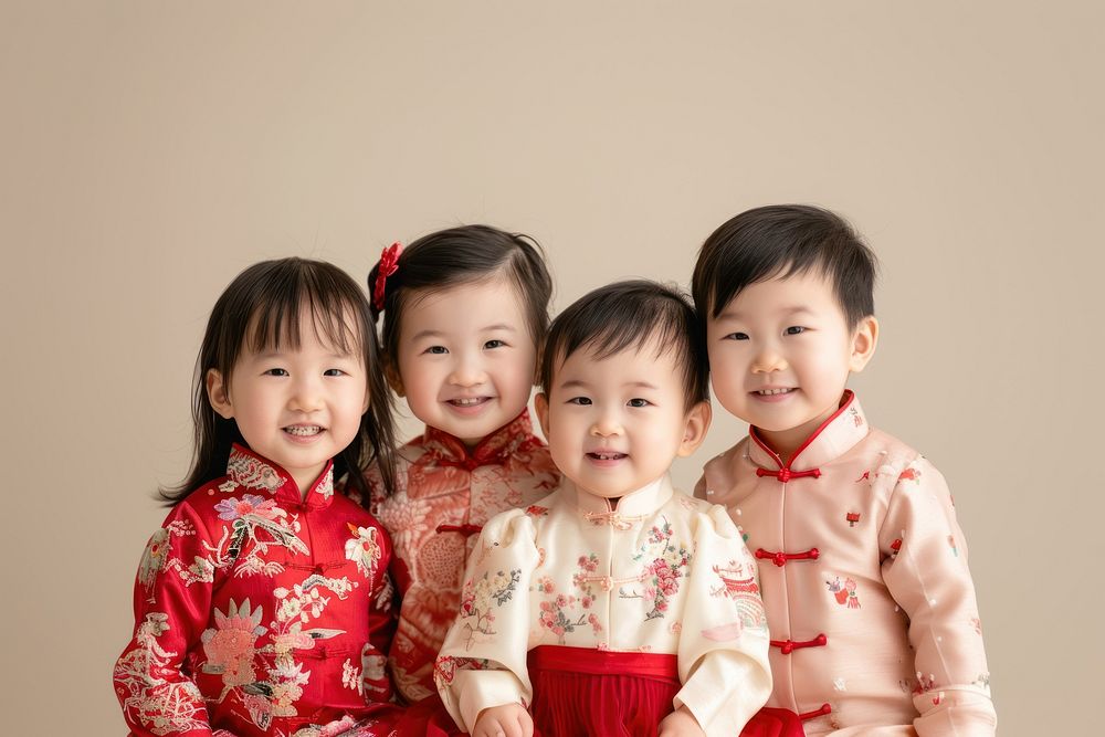 Chinese New Year Festival children clothing traditional.