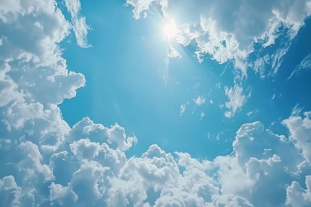 Blue sky with cirrus clouds sunlight nature atmosphere.