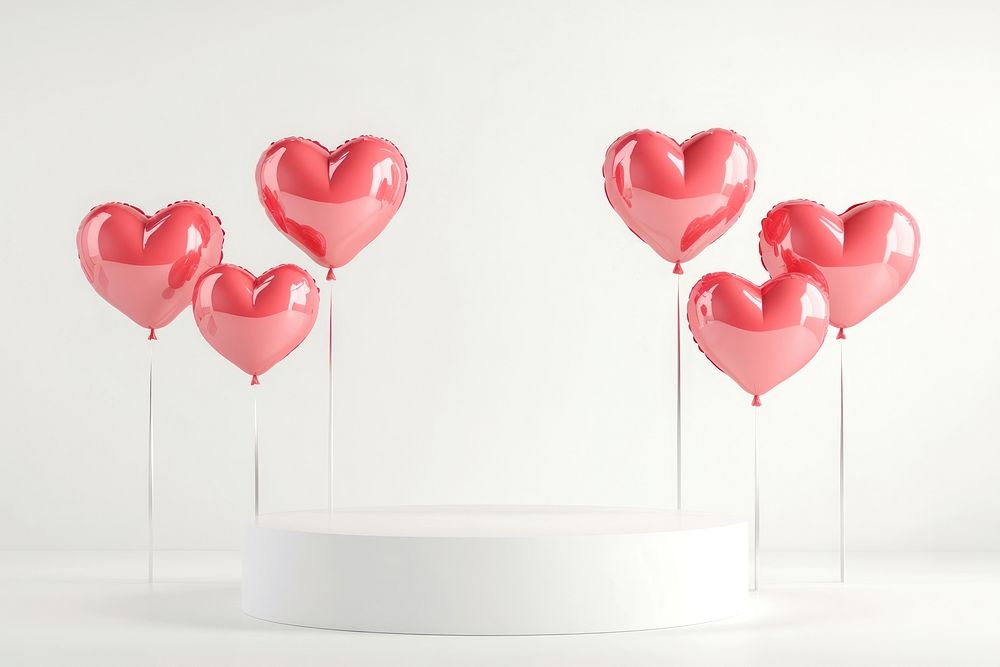 Pink heart-shaped balloons white celebration valentine's.