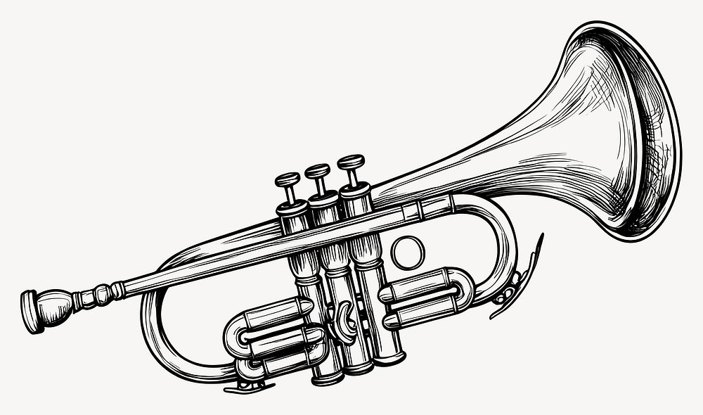 Trumpet black white line vector