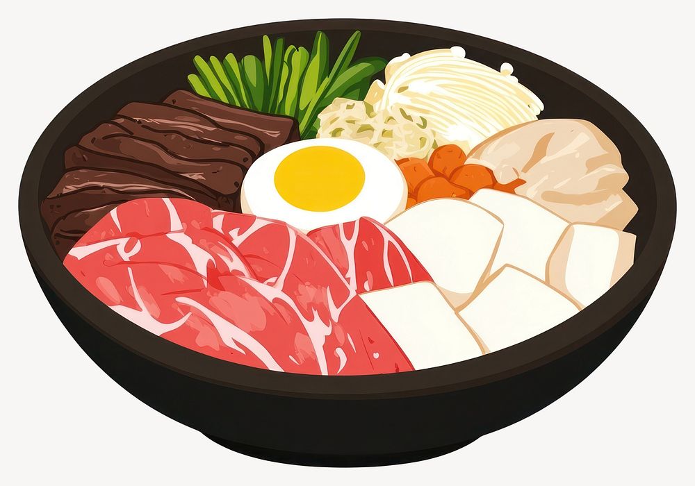 Sukiyaki illustration transparent background  vector