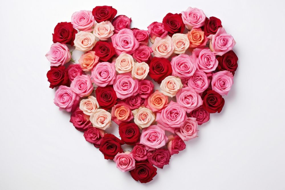 Heart shape made of roses valentine's decoration flower.