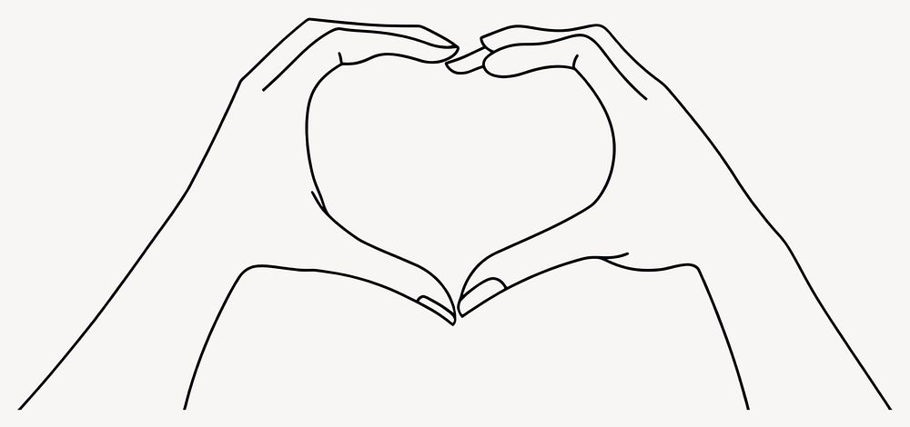 Two hands making the shape of a heart drawing gesture outline vector