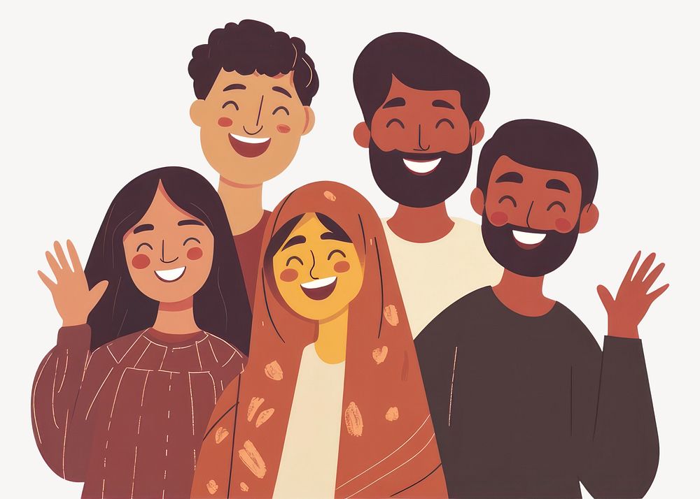 Group of people of different nationalities gathered together person illustration cartoon  vector