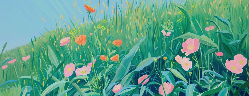 Meadow illustration flowers nature.