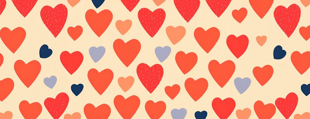 Vivid colors minimal art red hearts pattern valentine's background.