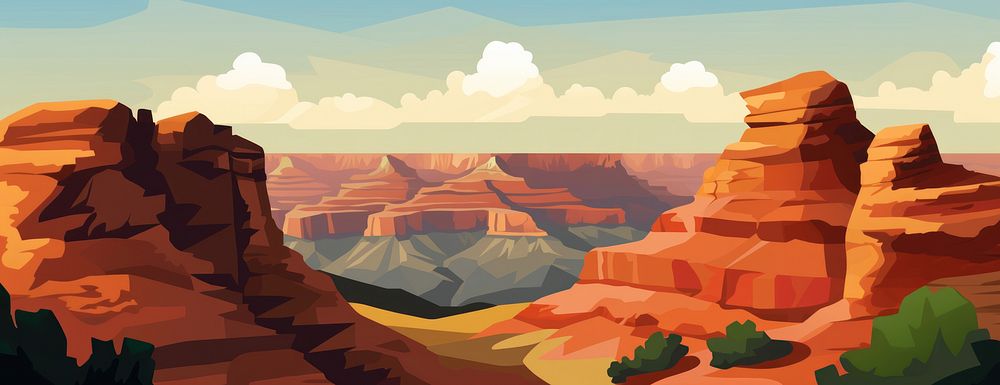 Grand Canyon Beautiful nature mountain landscape canyon illustration.