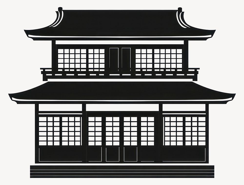 Asian shop house architecture silhouette building vector